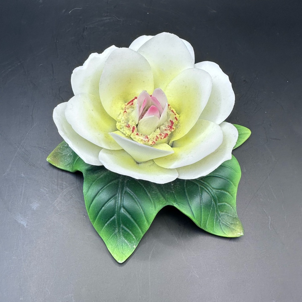 Vintage Capodimonte Porcelain Magnolia Flower Figurine